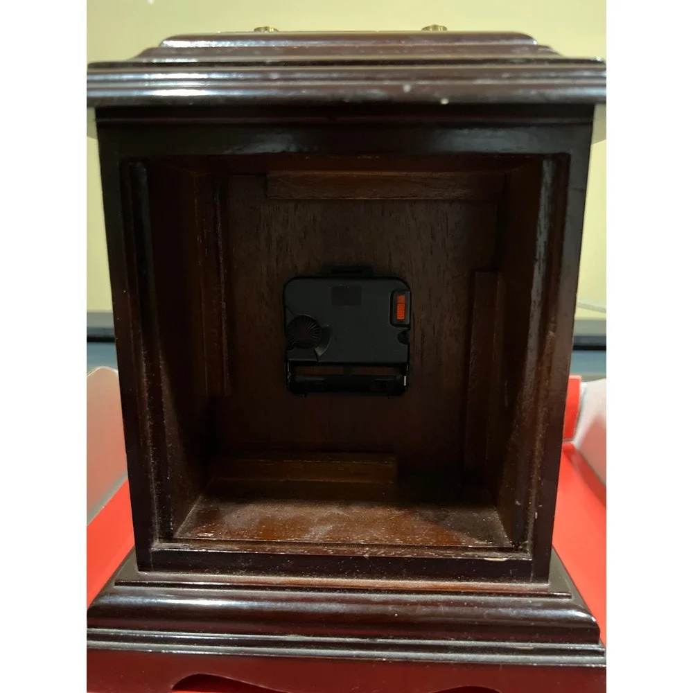 Kensington Mantel Clock Wood Case Quartz Movement Roman Numerals Vintage Style